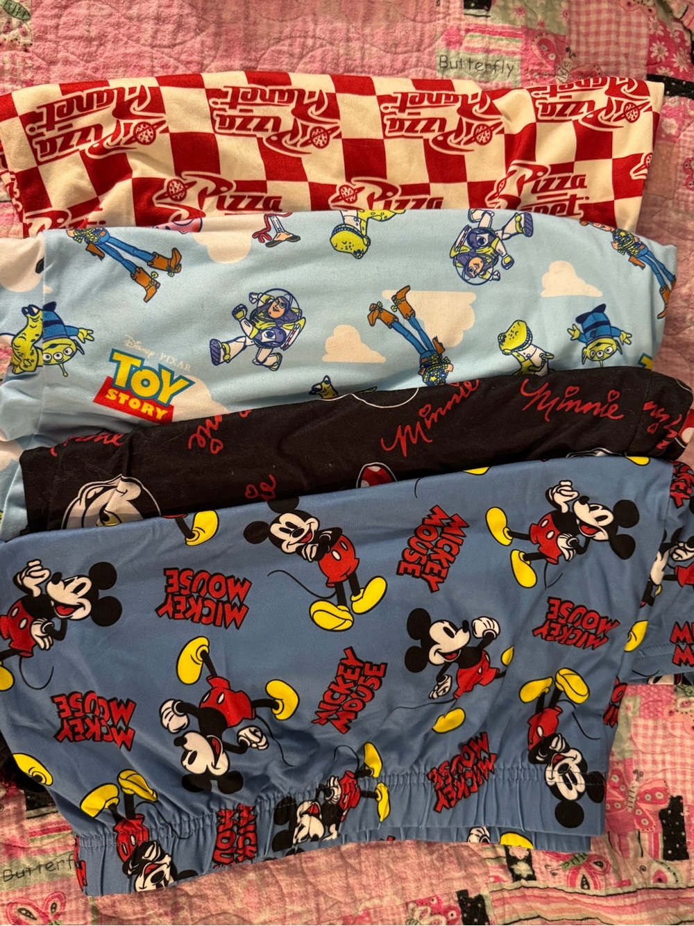 Disney Mickey Mouse & Toy Story Lounge Shorts Bundle - Blue, Light Blue, Red